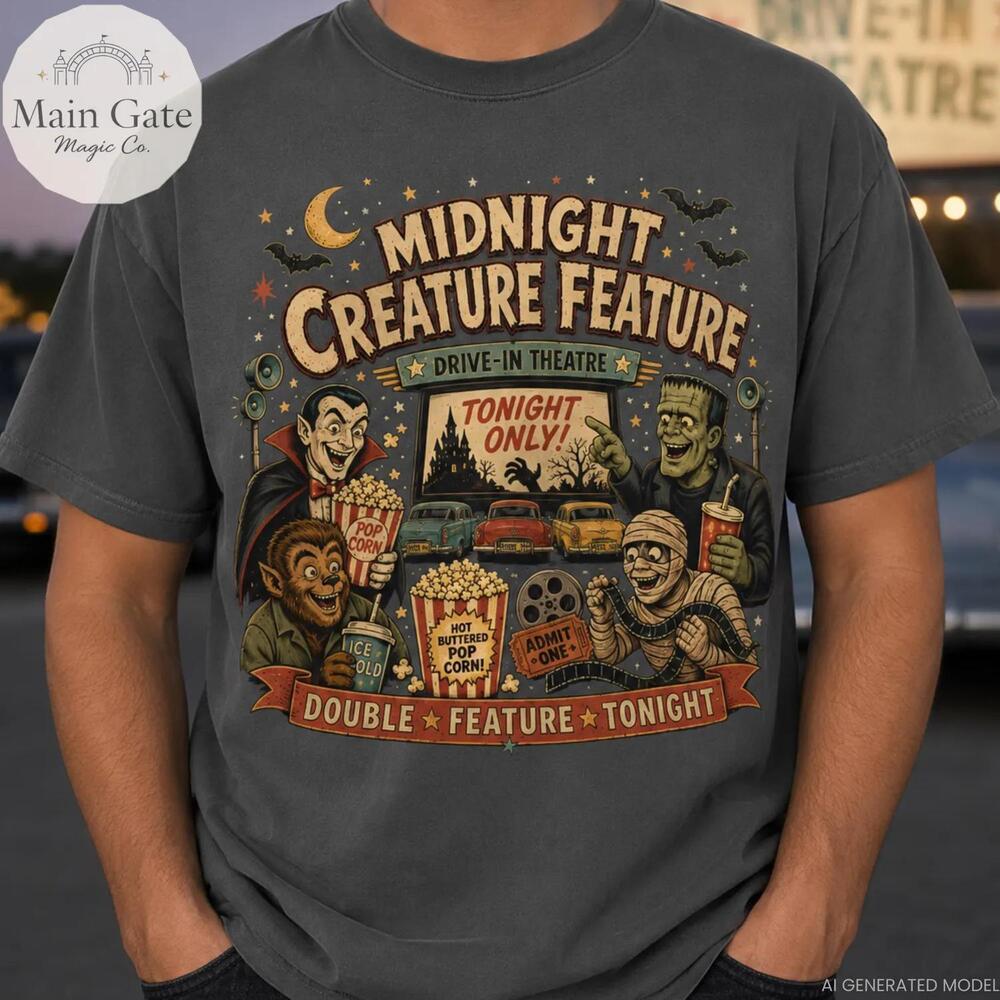 Midnight Creature Feature Halloween Monster Frankenstein T Shirt